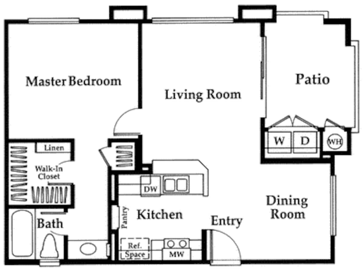 Floorplan diagram for Bailey, showing 1 bedroom