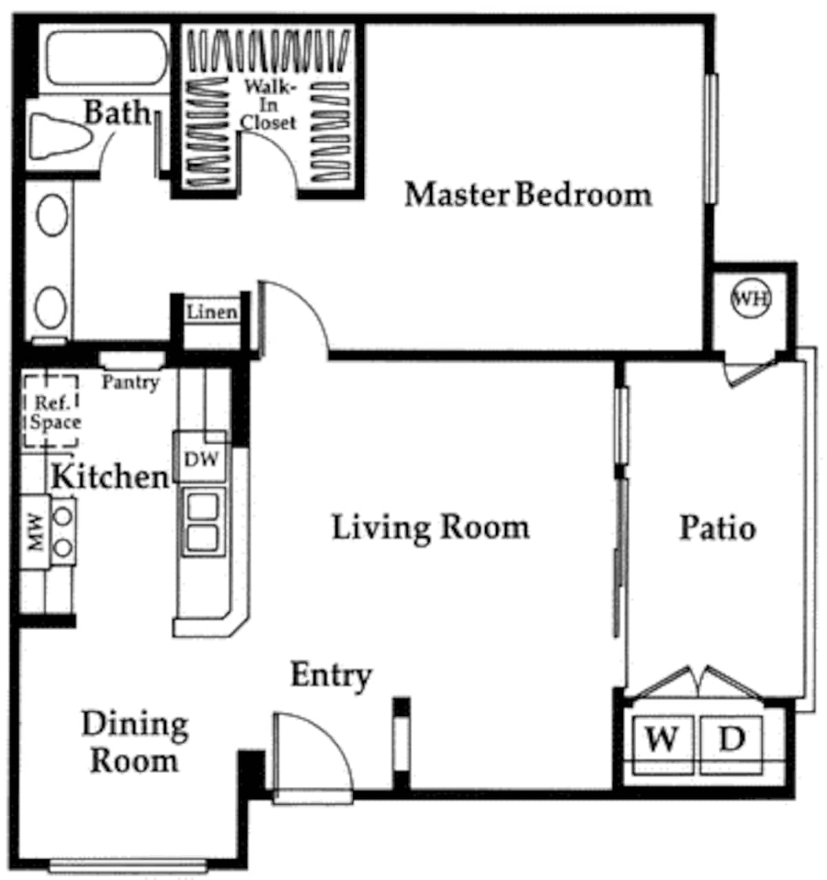 Floorplan diagram for Crescent, showing 1 bedroom