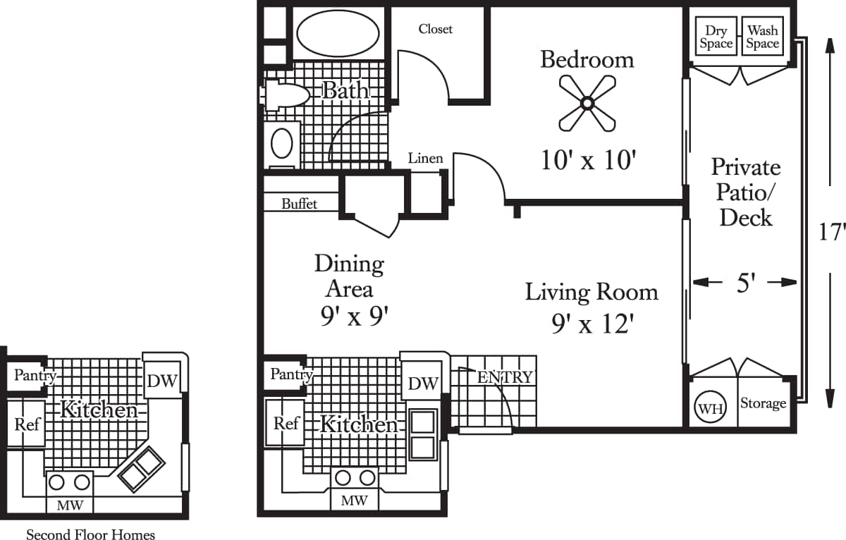Floorplan diagram for The Alpes, showing 1 bedroom