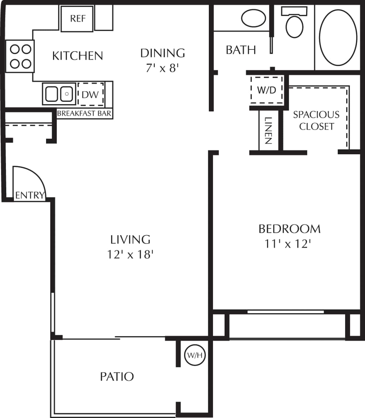 Floorplan diagram for Costa, showing 1 bedroom