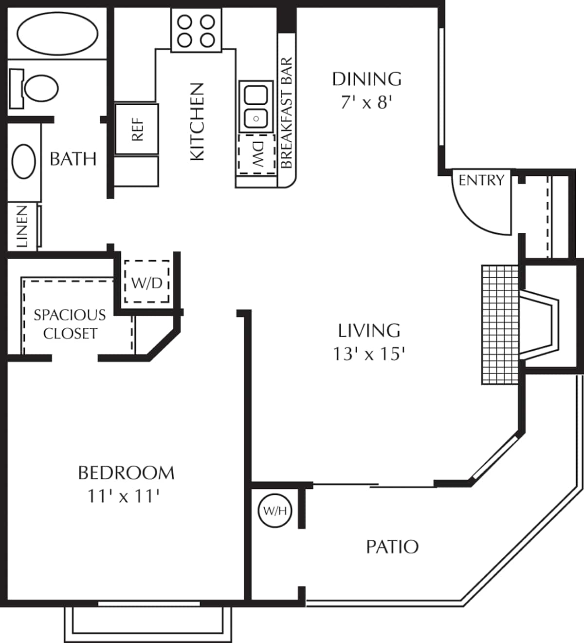 Floorplan diagram for Aliso, showing 1 bedroom