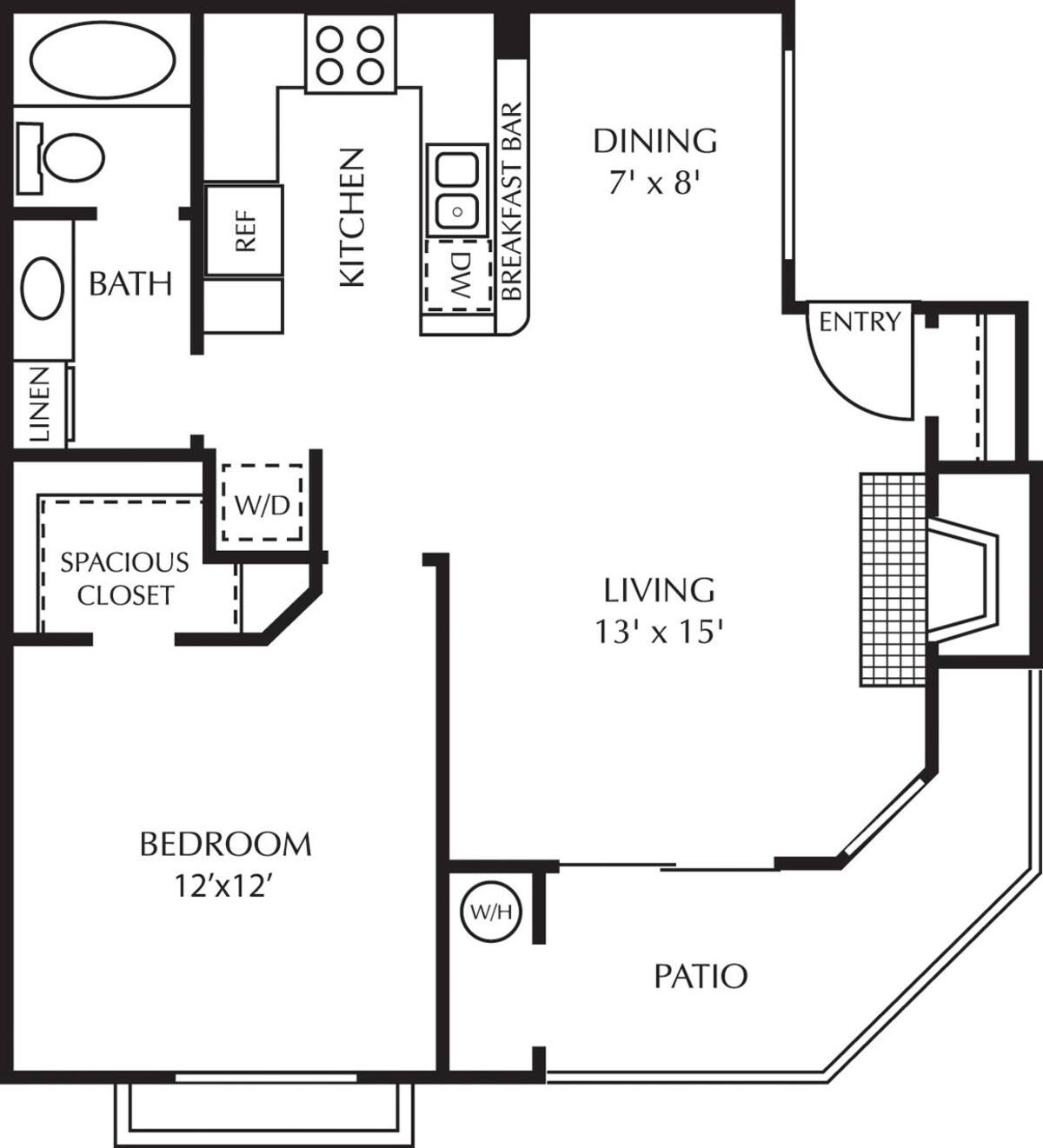 Floorplan diagram for Aliso Renovated, showing 1 bedroom