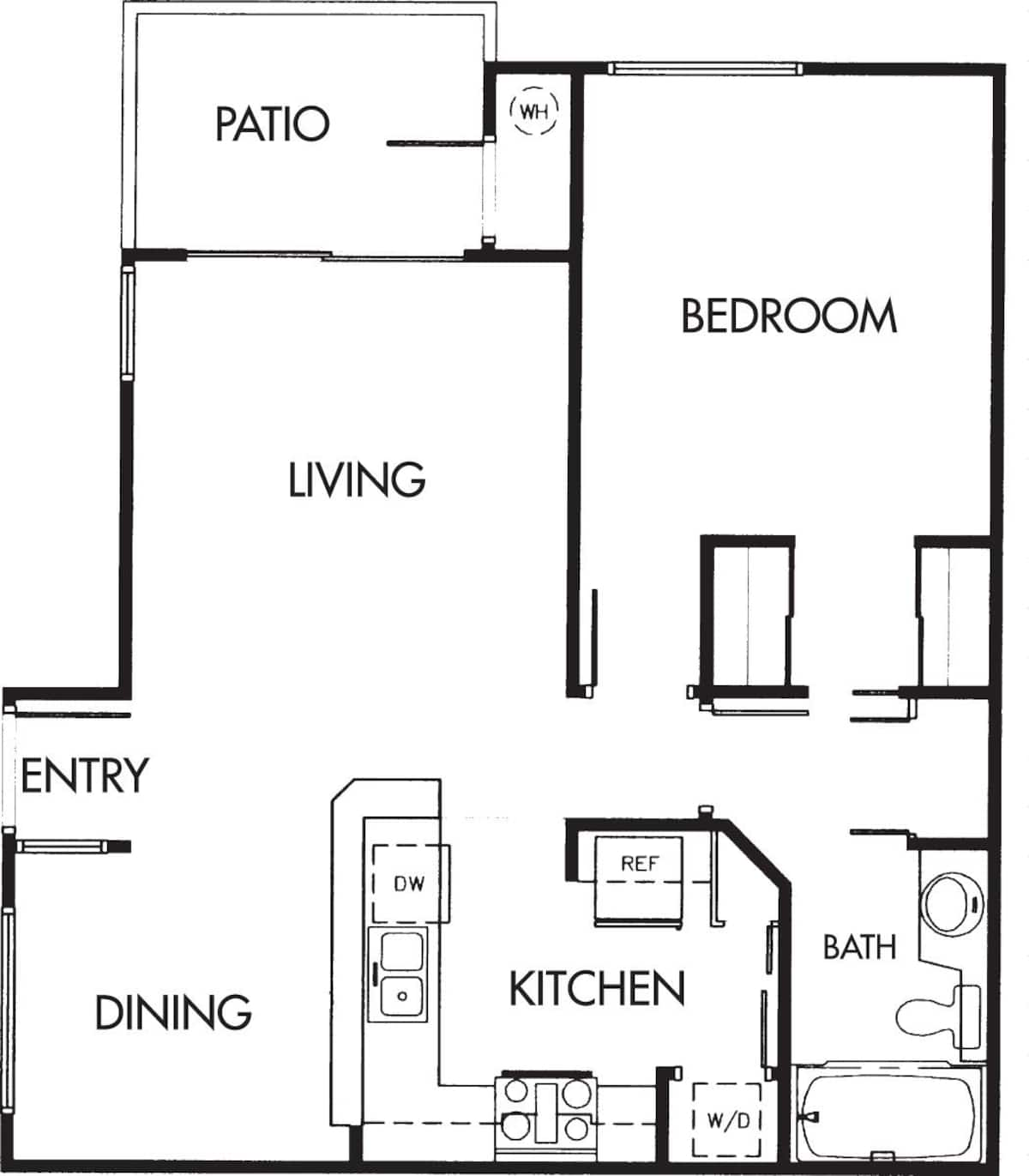 Floorplan diagram for 1A, showing 1 bedroom