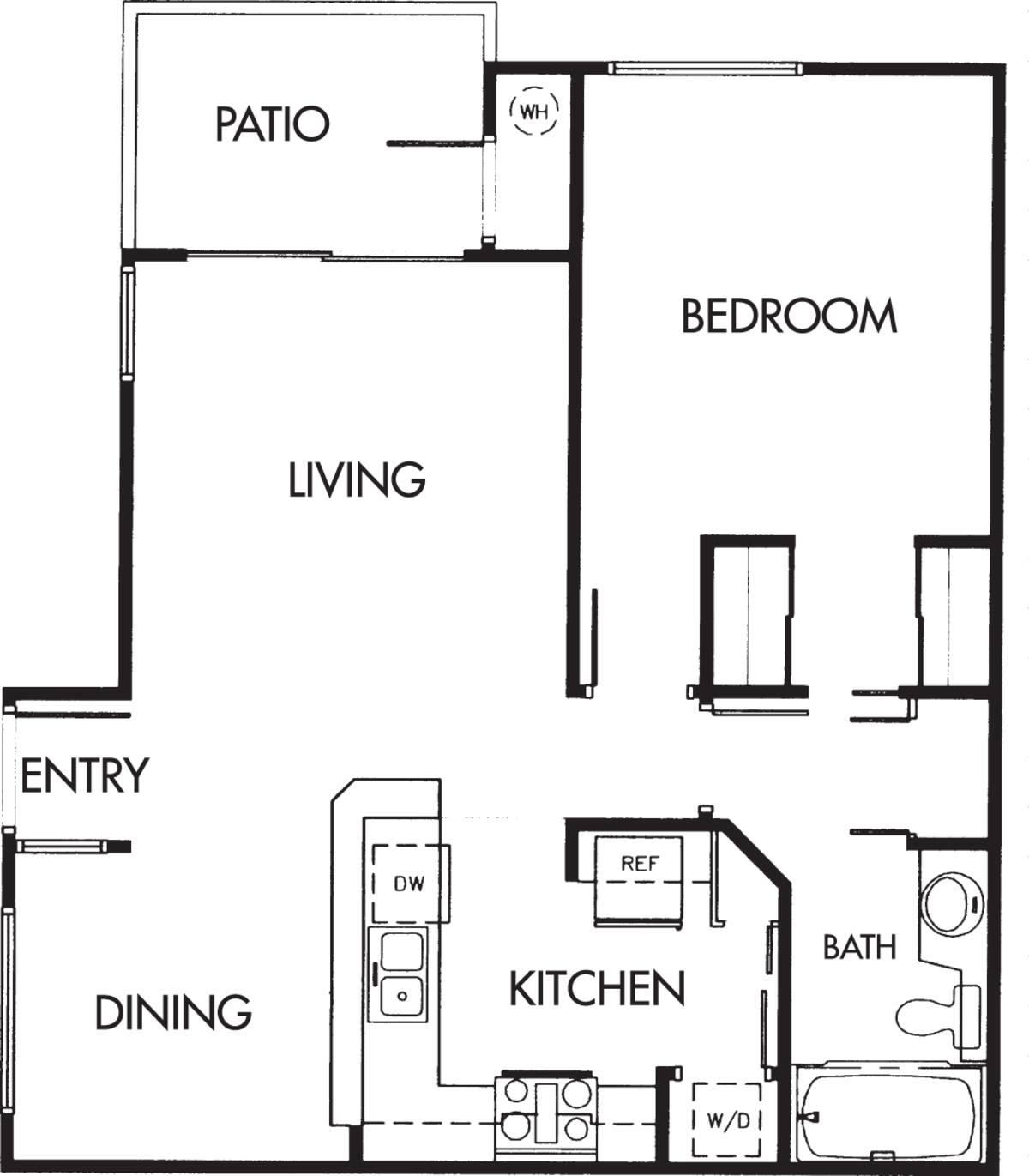 Floorplan diagram for 1A, showing 1 bedroom