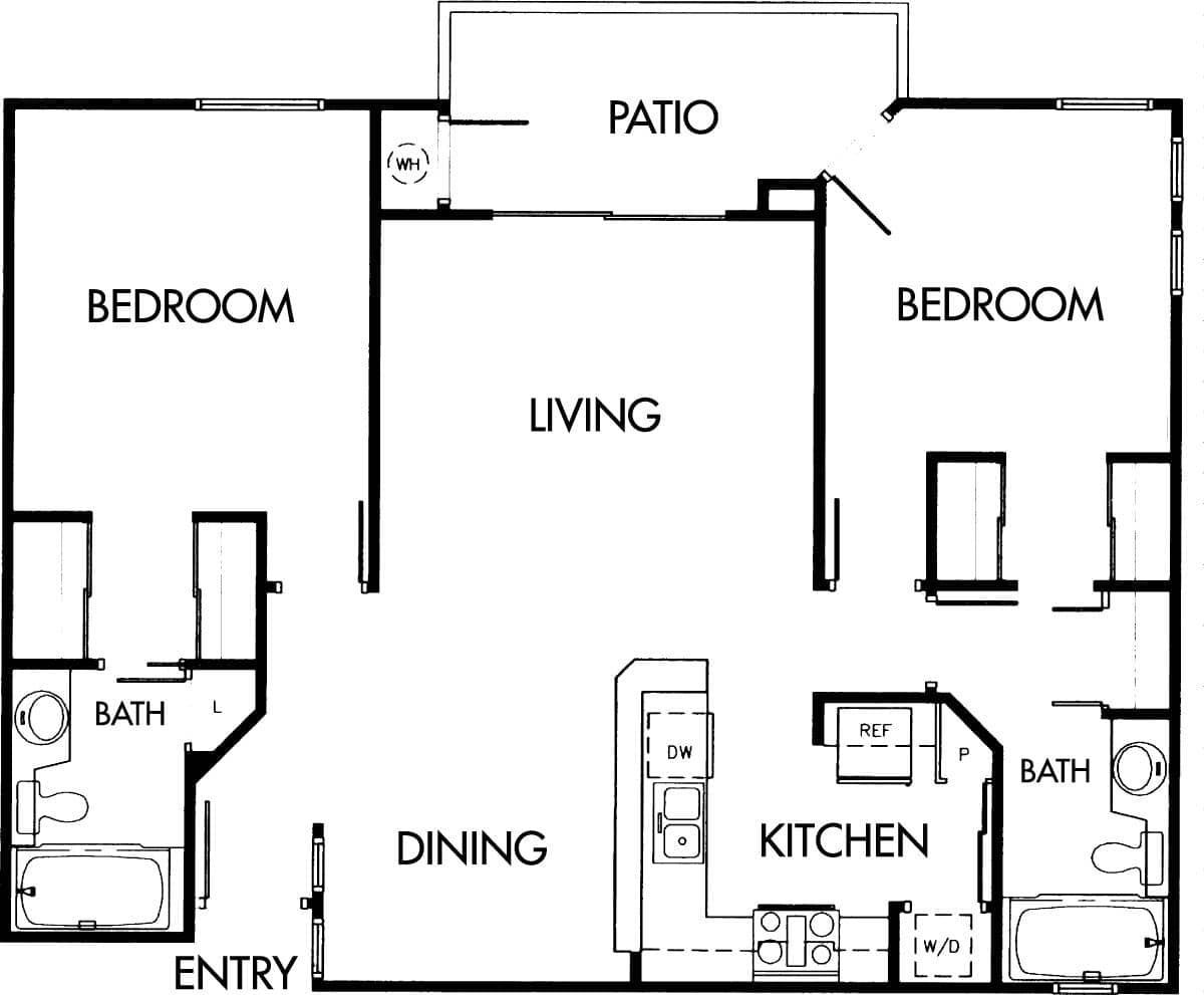 Floorplan diagram for 2B, showing 2 bedroom