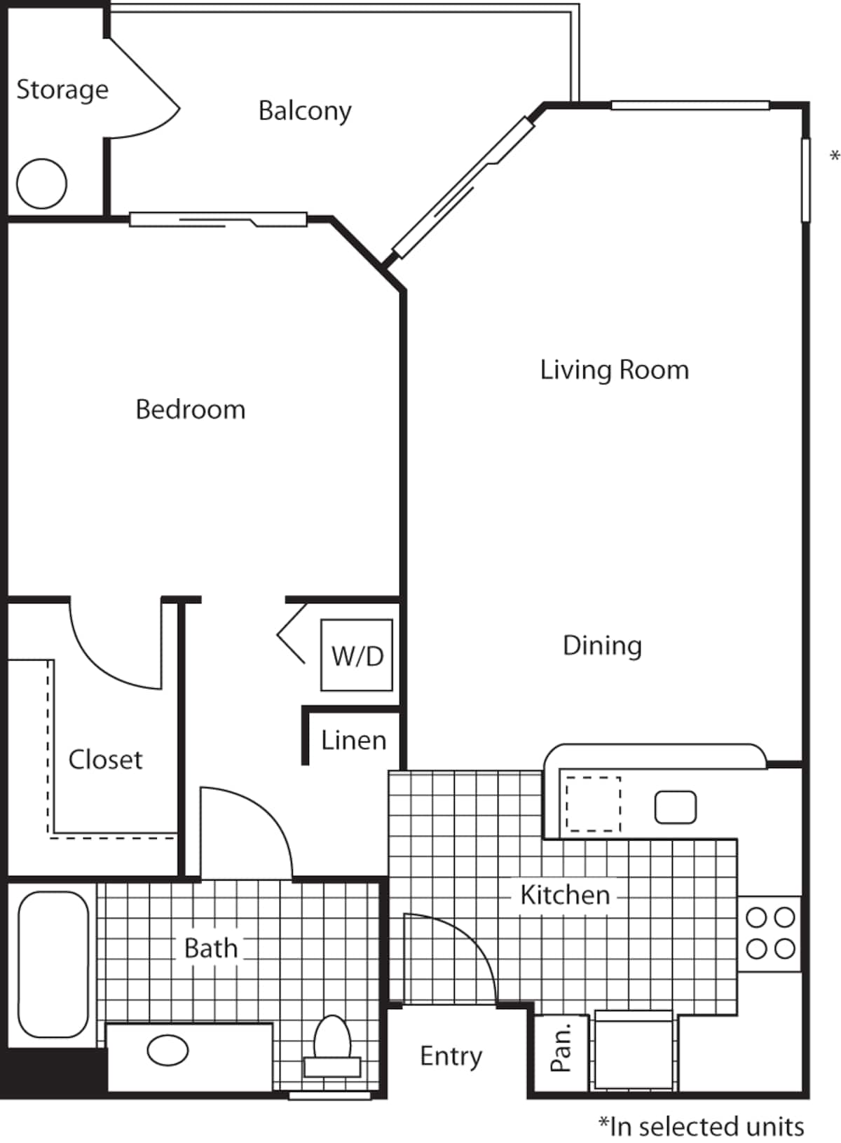Floorplan diagram for Cottage, showing 1 bedroom