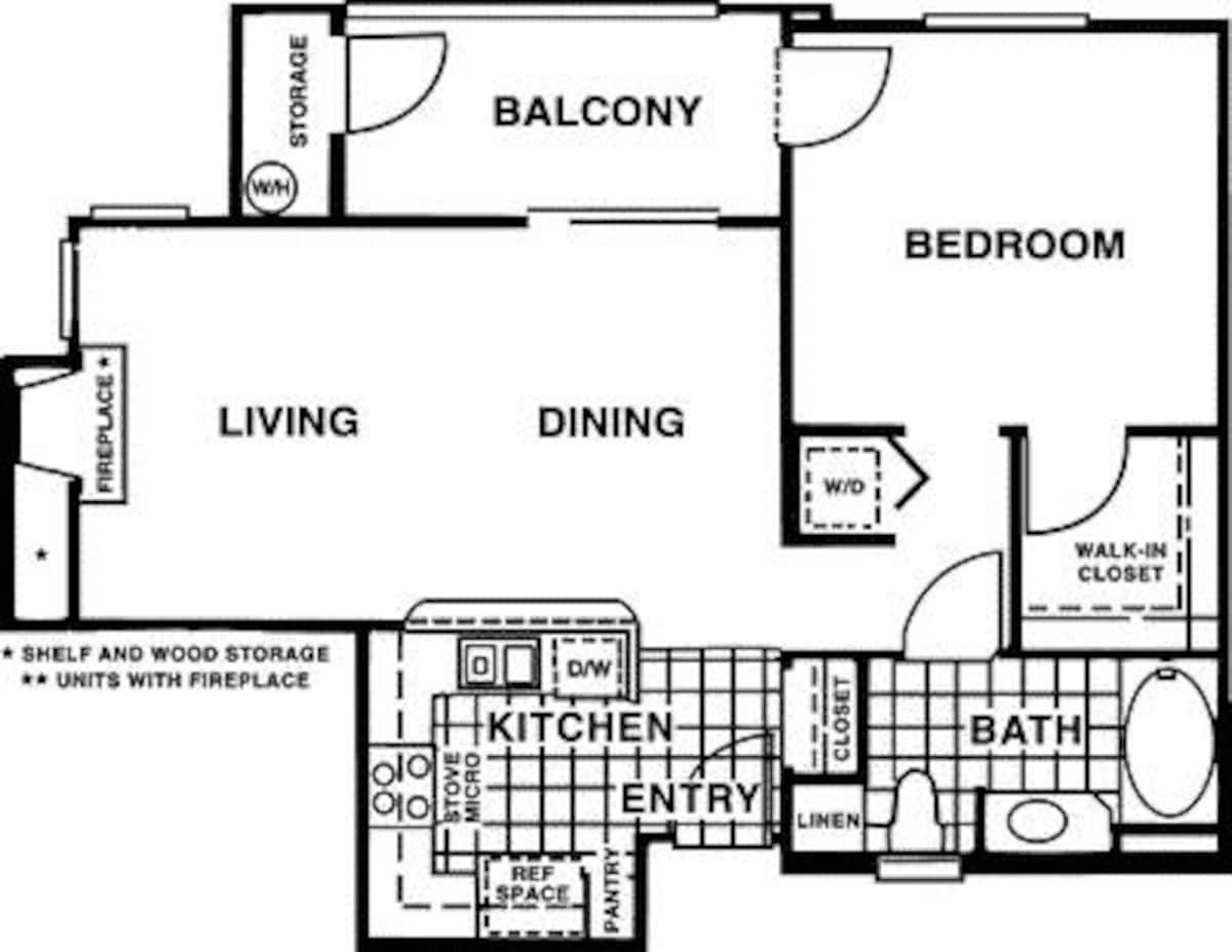 Floorplan diagram for Cabana, showing 1 bedroom
