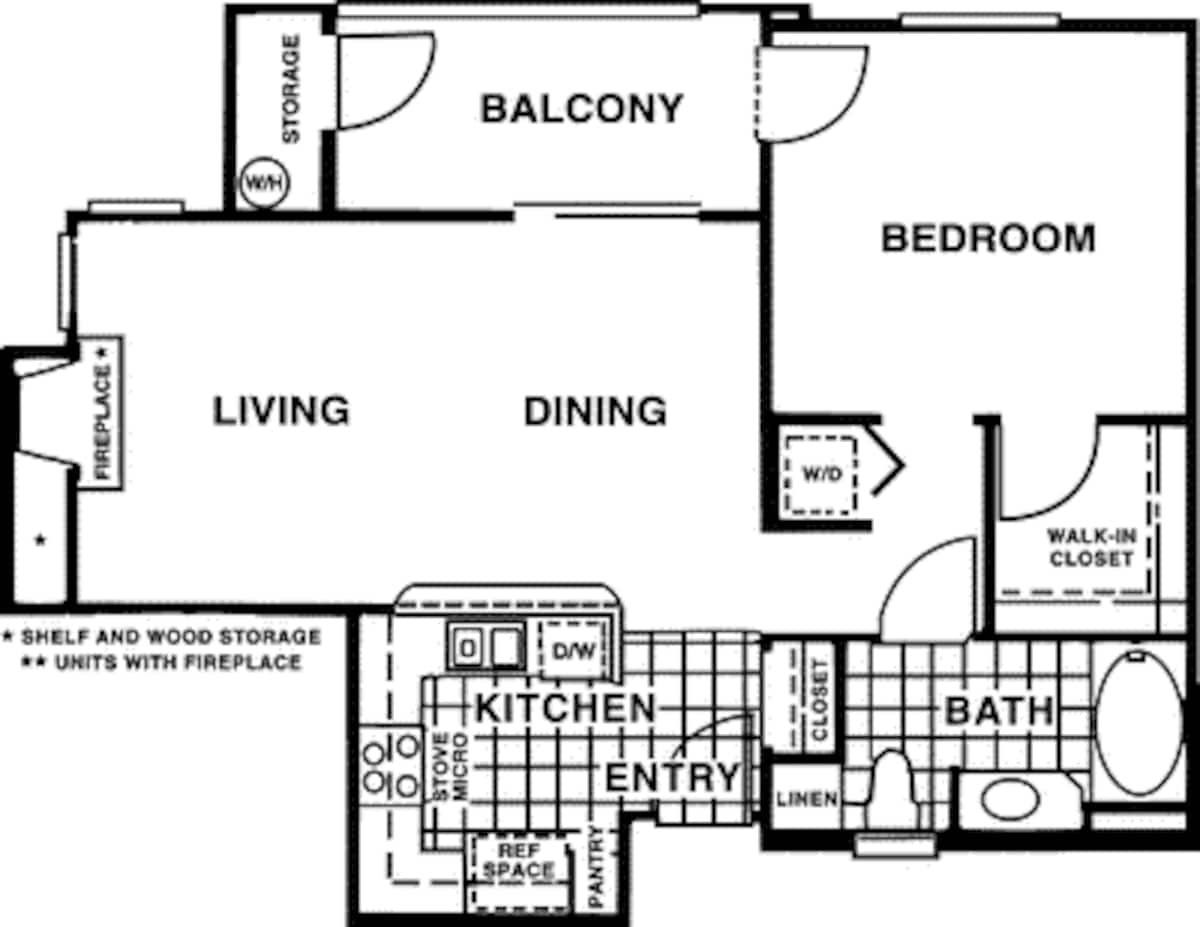 Floorplan diagram for Cabana, showing 1 bedroom