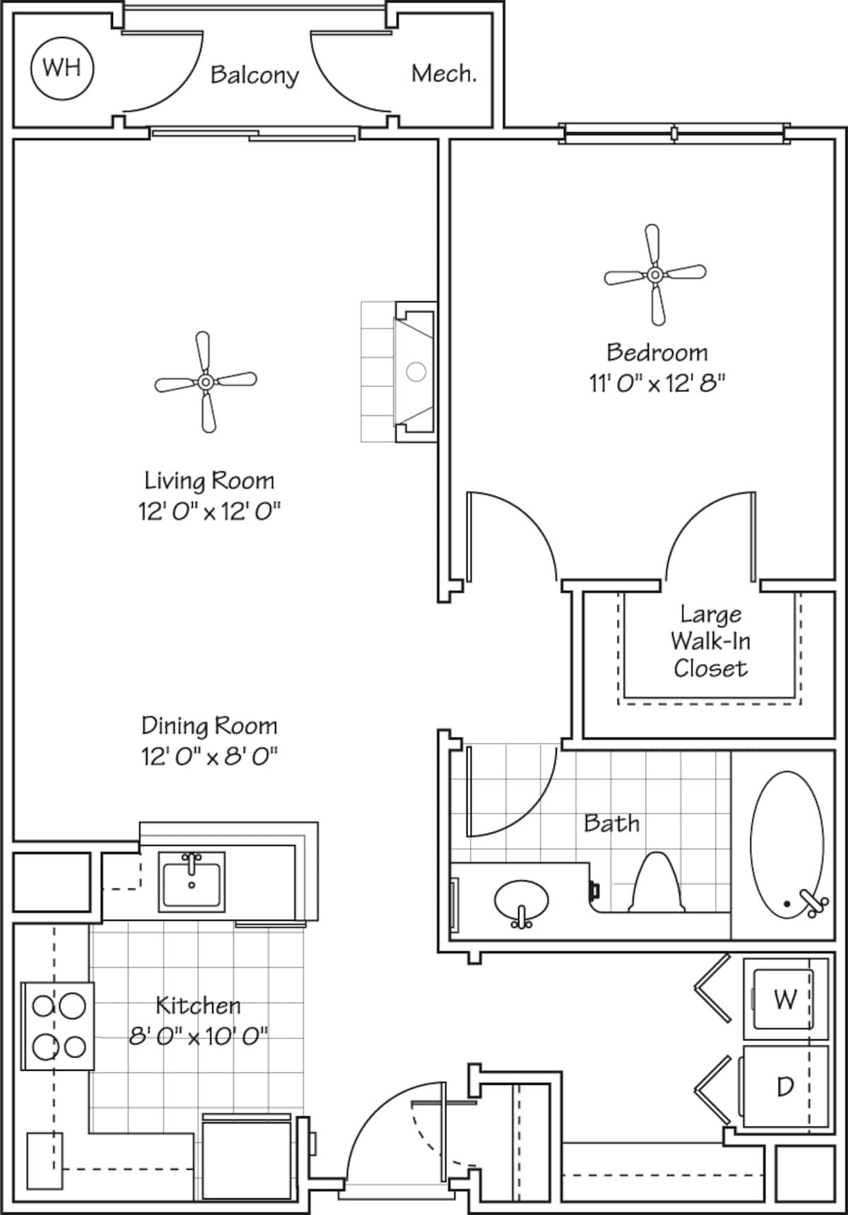 Floorplan diagram for The Allison, showing 1 bedroom