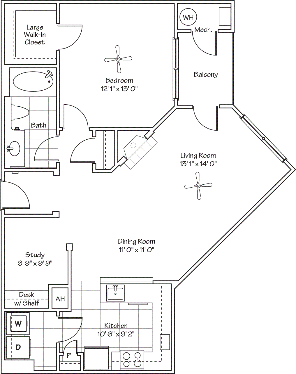 Plan pour The Arrington, montrant 1 chambre