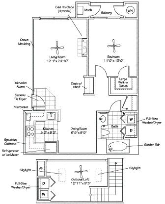 Plano de The Ashley, que muestra 1 habitación