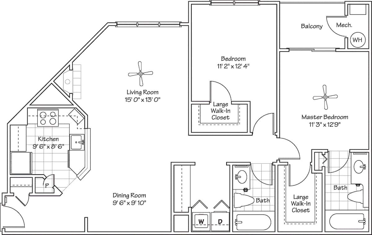 Floorplan diagram for The Bartlett, showing 2 bedroom