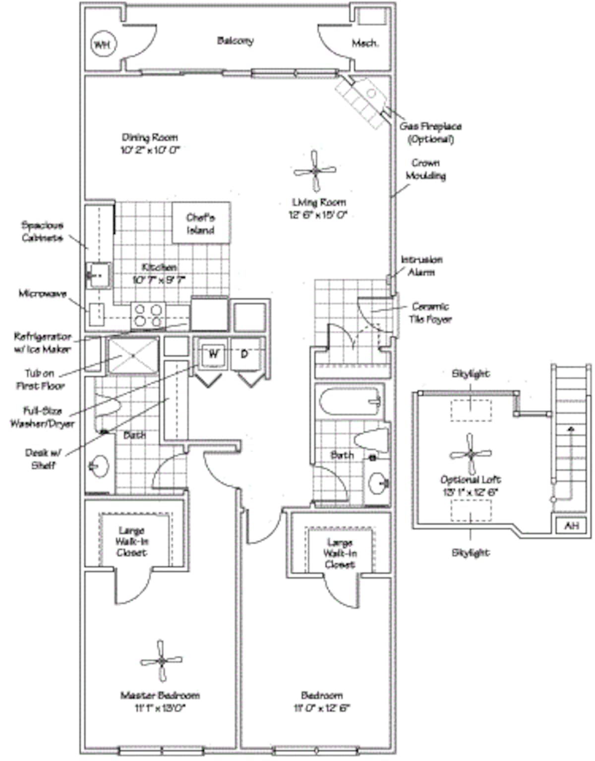 Floorplan diagram for The Bristol, showing 2 bedroom
