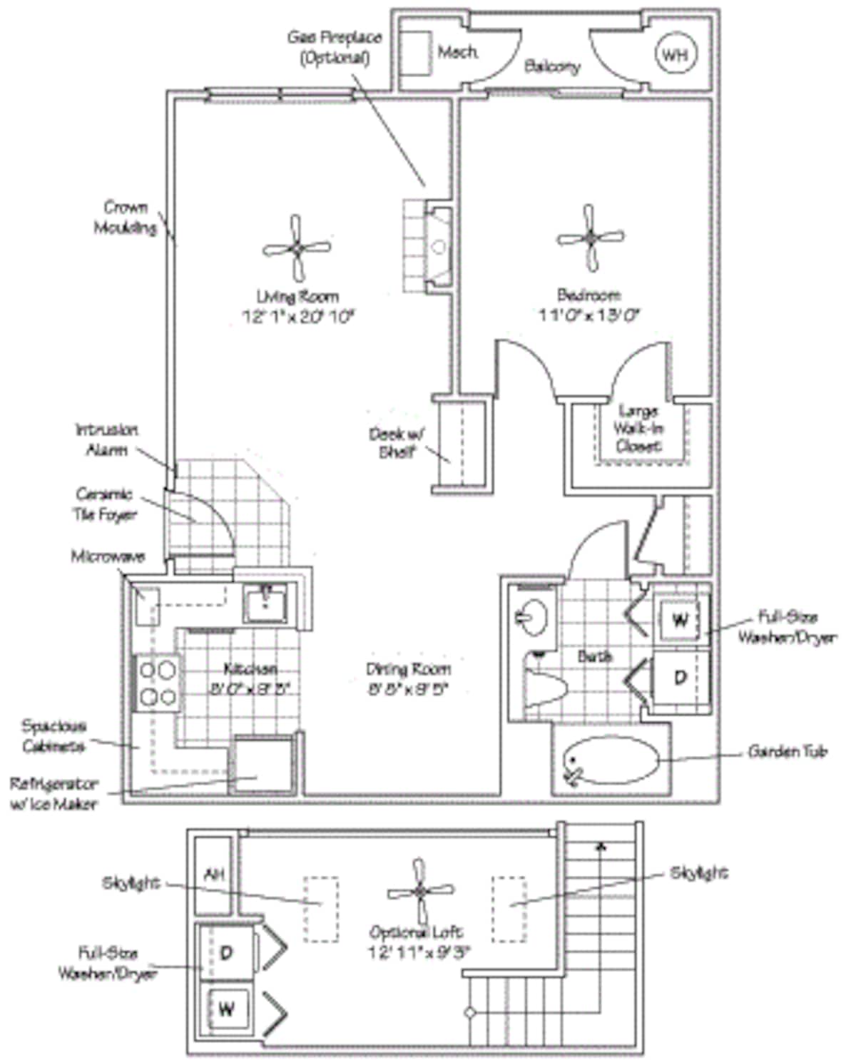 Floorplan diagram for The Ashley Loft, showing 1 bedroom