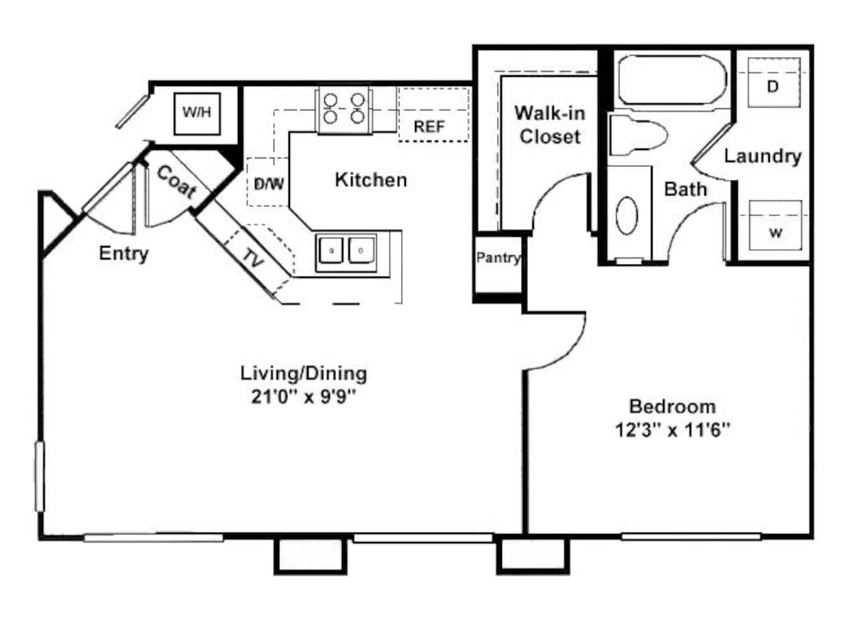 Floorplan diagram for Allison, showing 1 bedroom