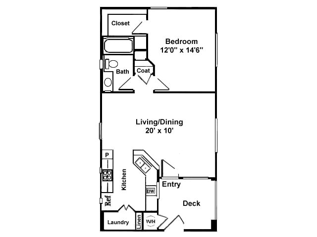 Floorplan diagram for Anacea, showing 1 bedroom