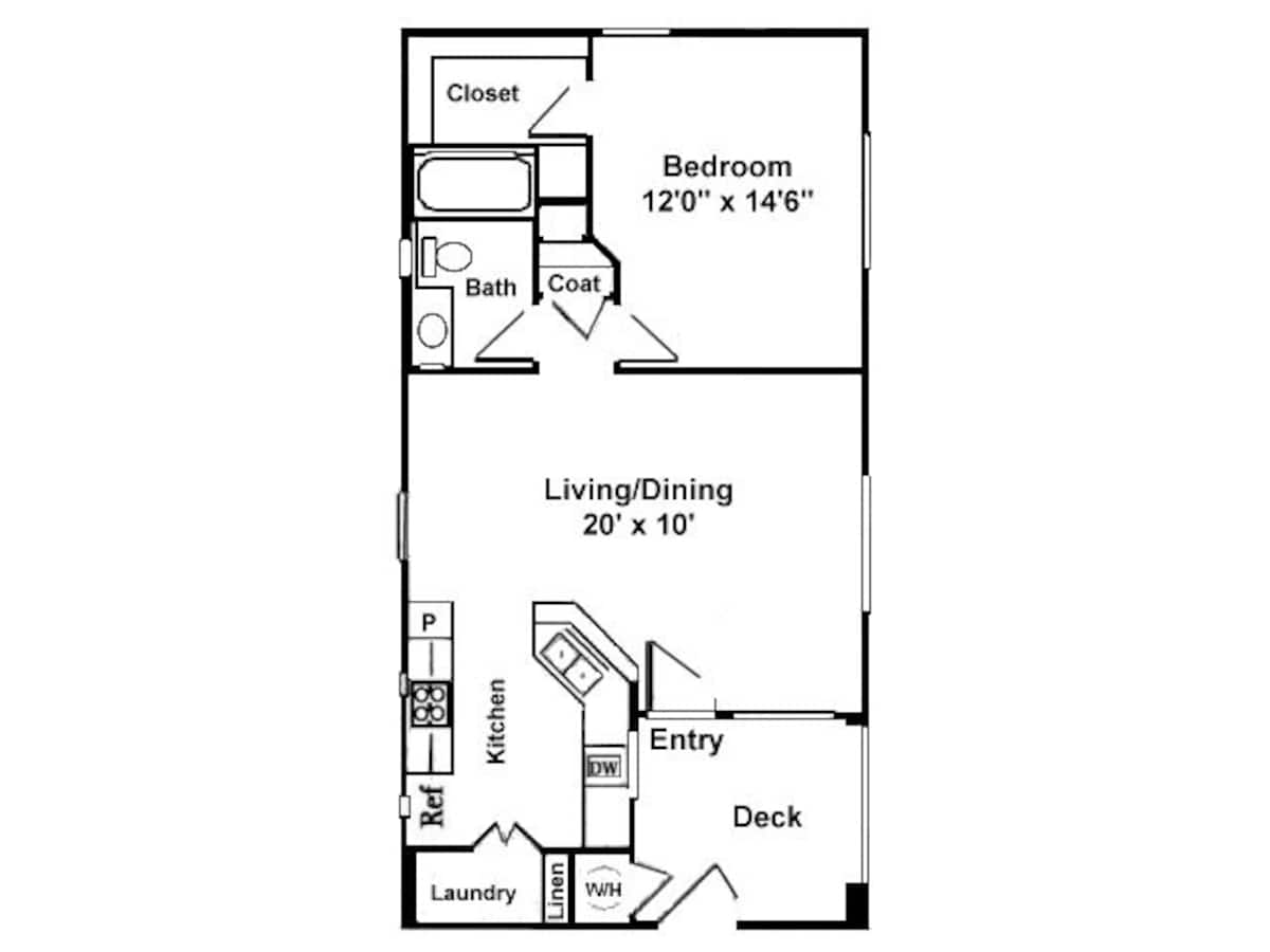Floorplan diagram for Anacea, showing 1 bedroom