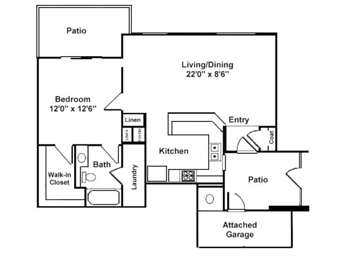 Floorplan diagram for Bartram, showing 1 bedroom