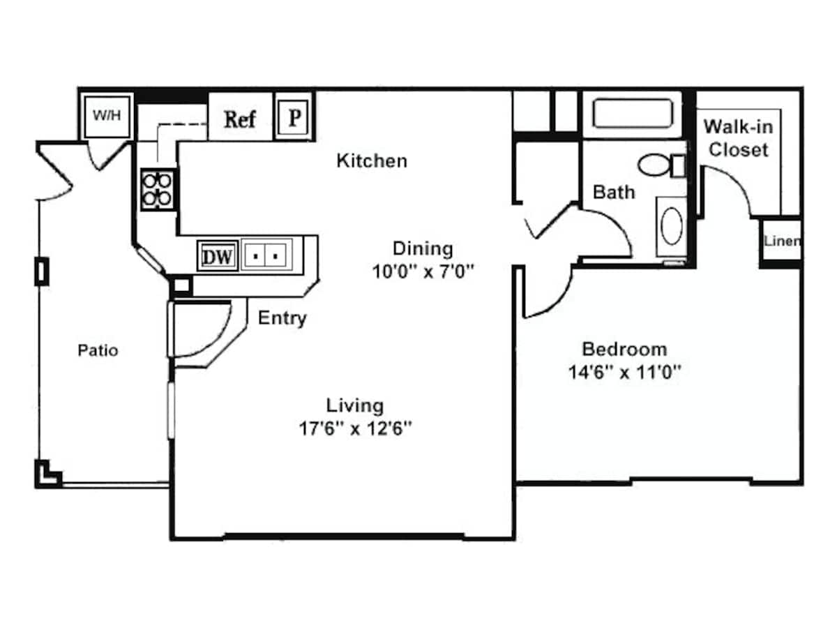 Floorplan diagram for Chestnut, showing 1 bedroom