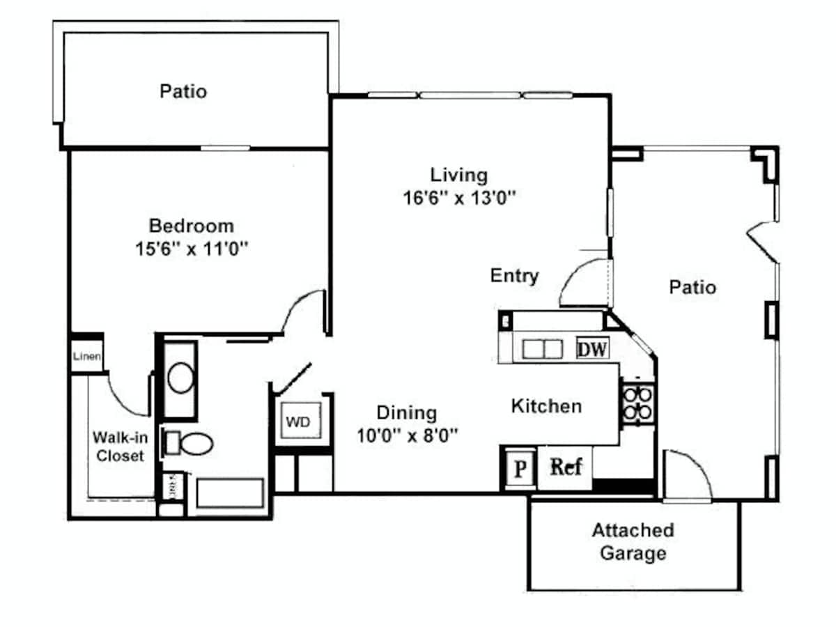 Floorplan diagram for Catesby, showing 1 bedroom