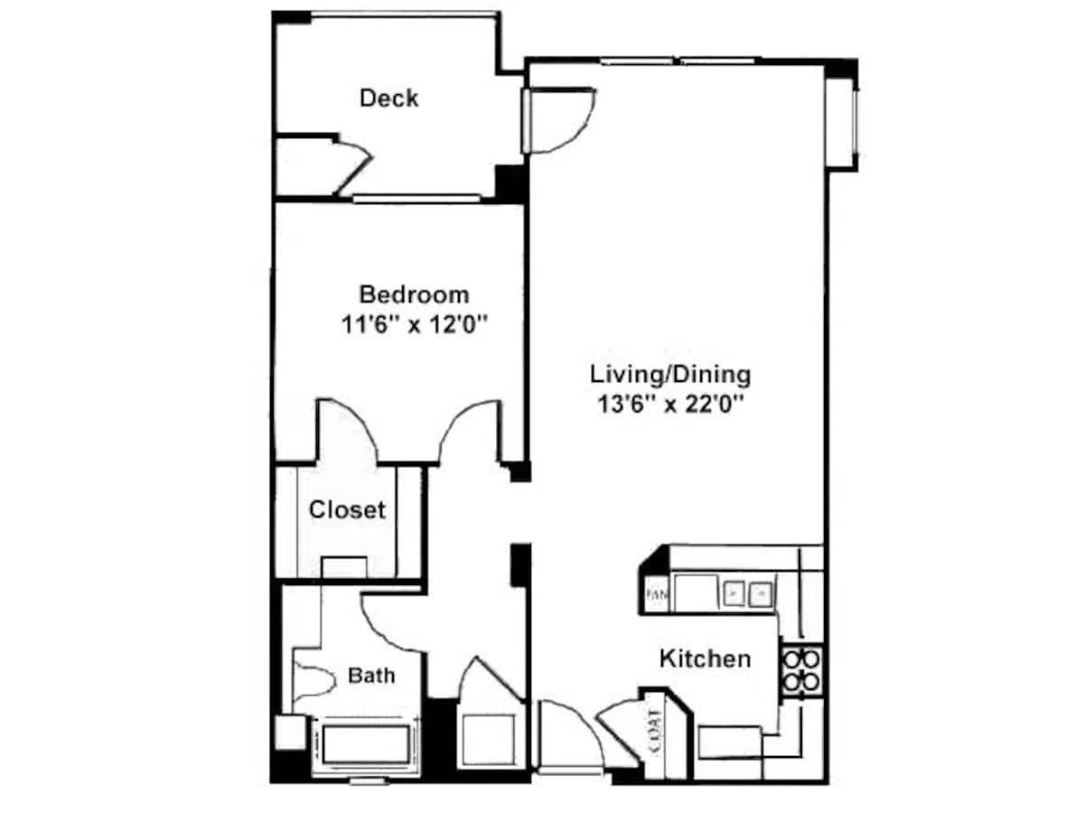Floorplan diagram for Burkett, showing 1 bedroom