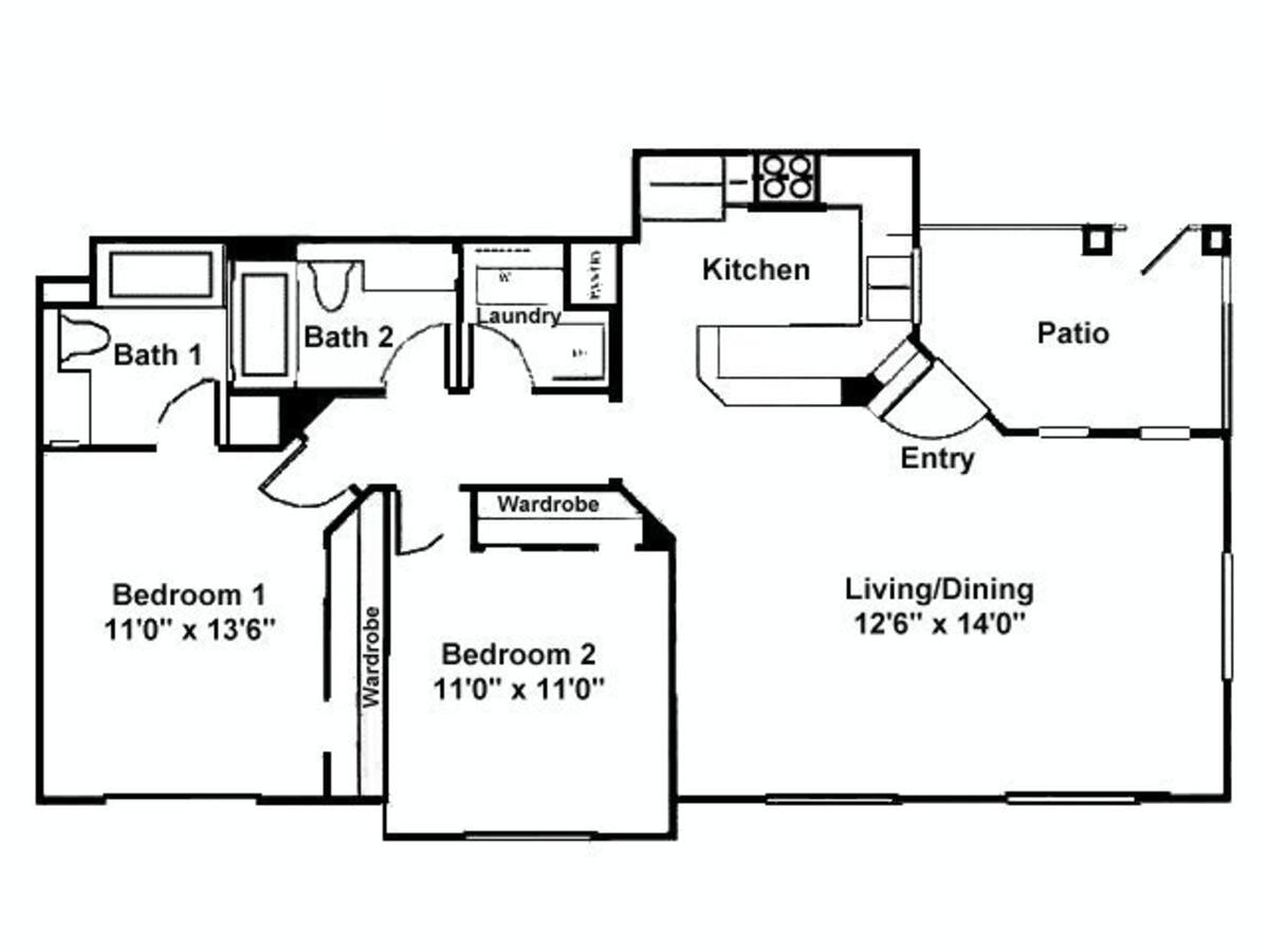 Floorplan diagram for Emory, showing 2 bedroom