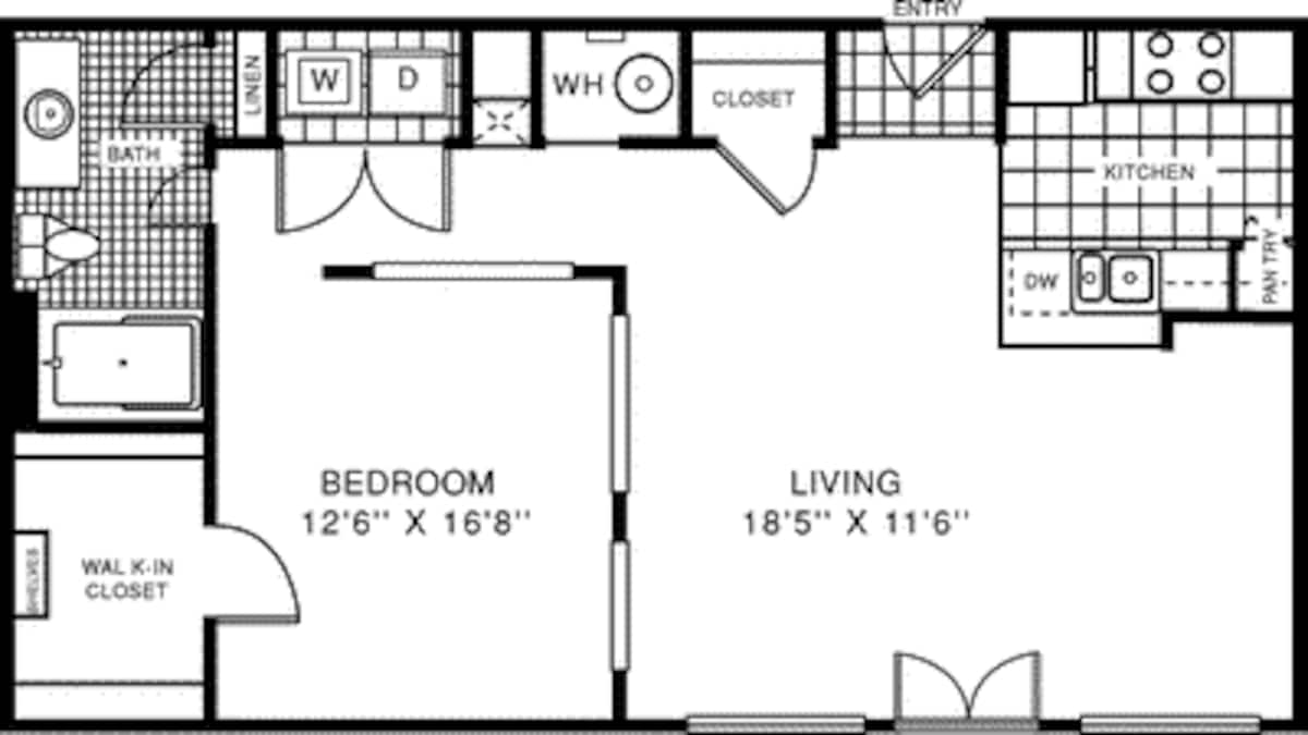 Floorplan diagram for Carnegie, showing 1 bedroom