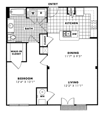 Floorplan diagram for Berkshire, showing 1 bedroom