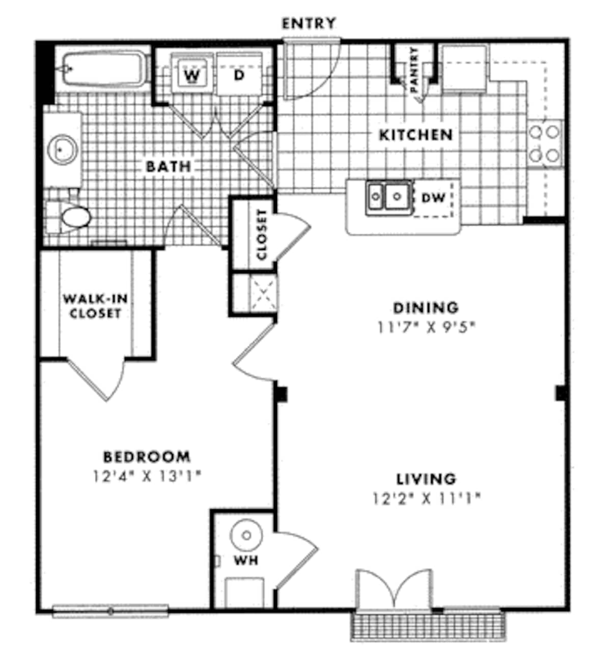 Floorplan diagram for Berkshire, showing 1 bedroom