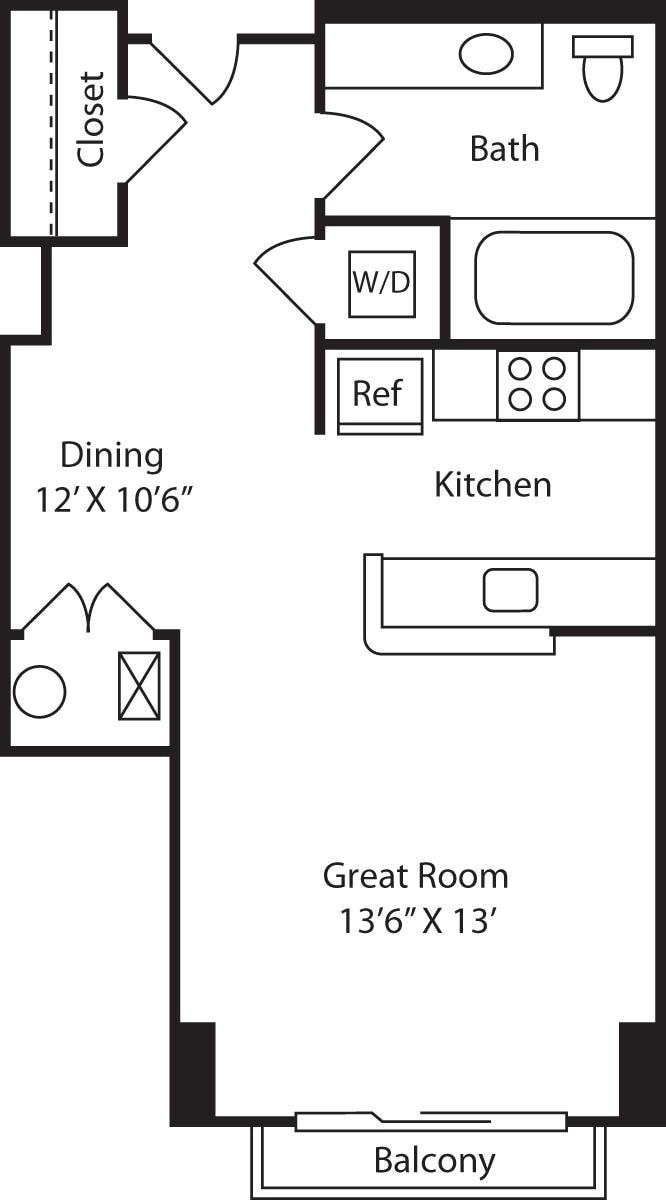 Floorplan diagram for A1, showing Studio