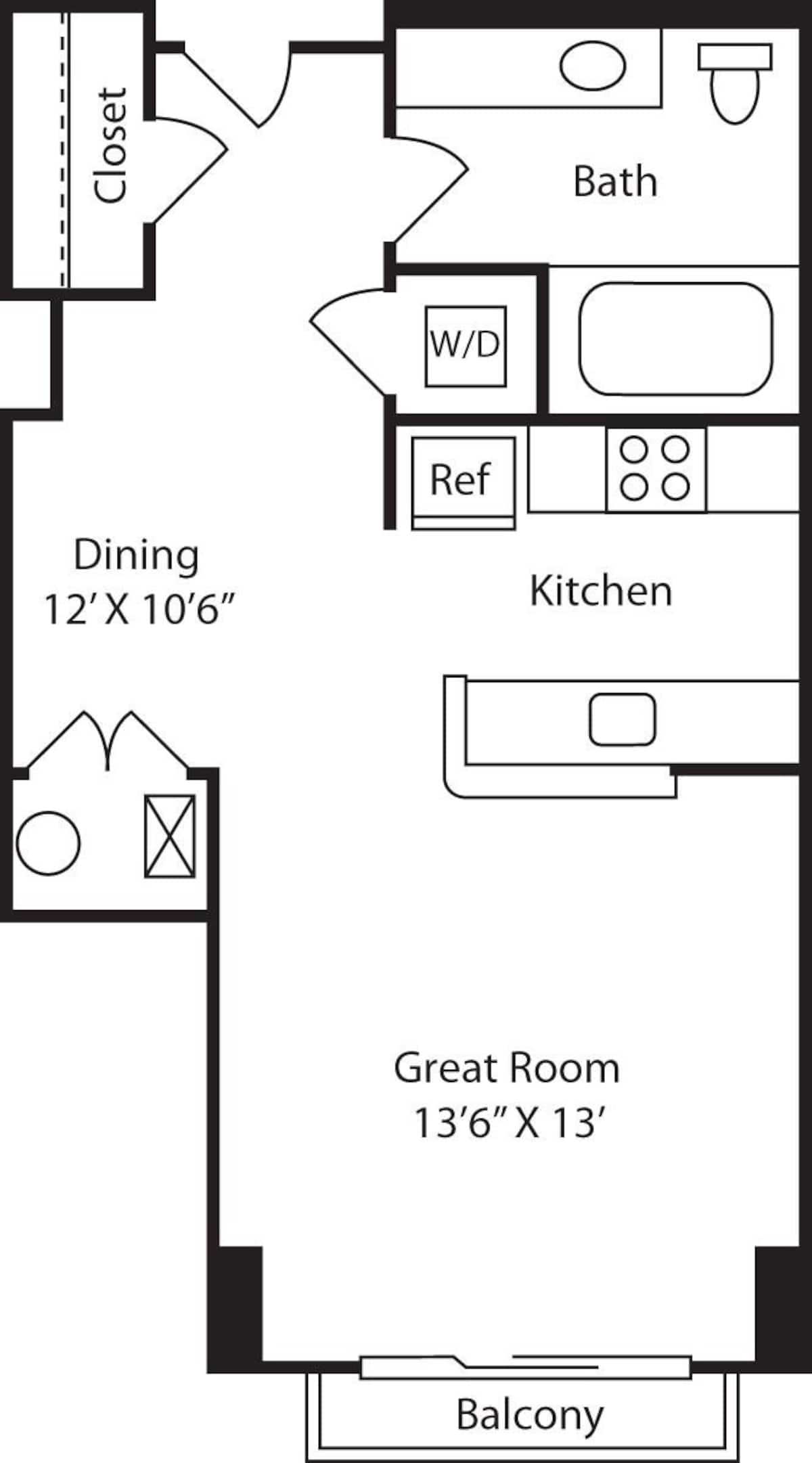 Floorplan diagram for A1, showing Studio