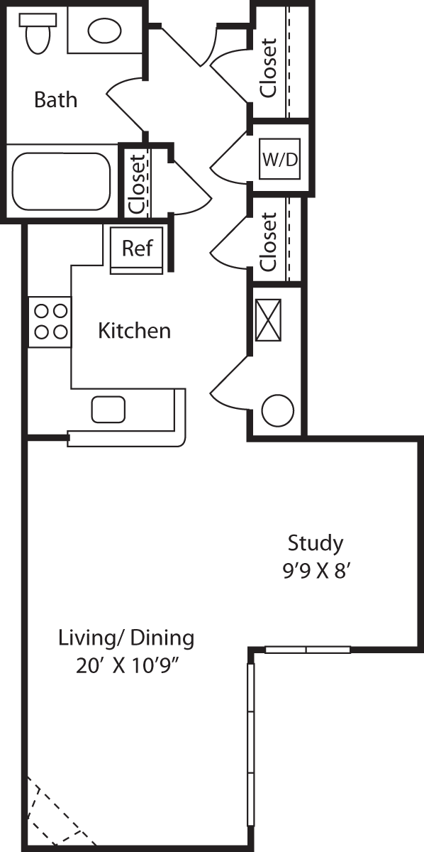 Floorplan diagram for A2, showing Studio