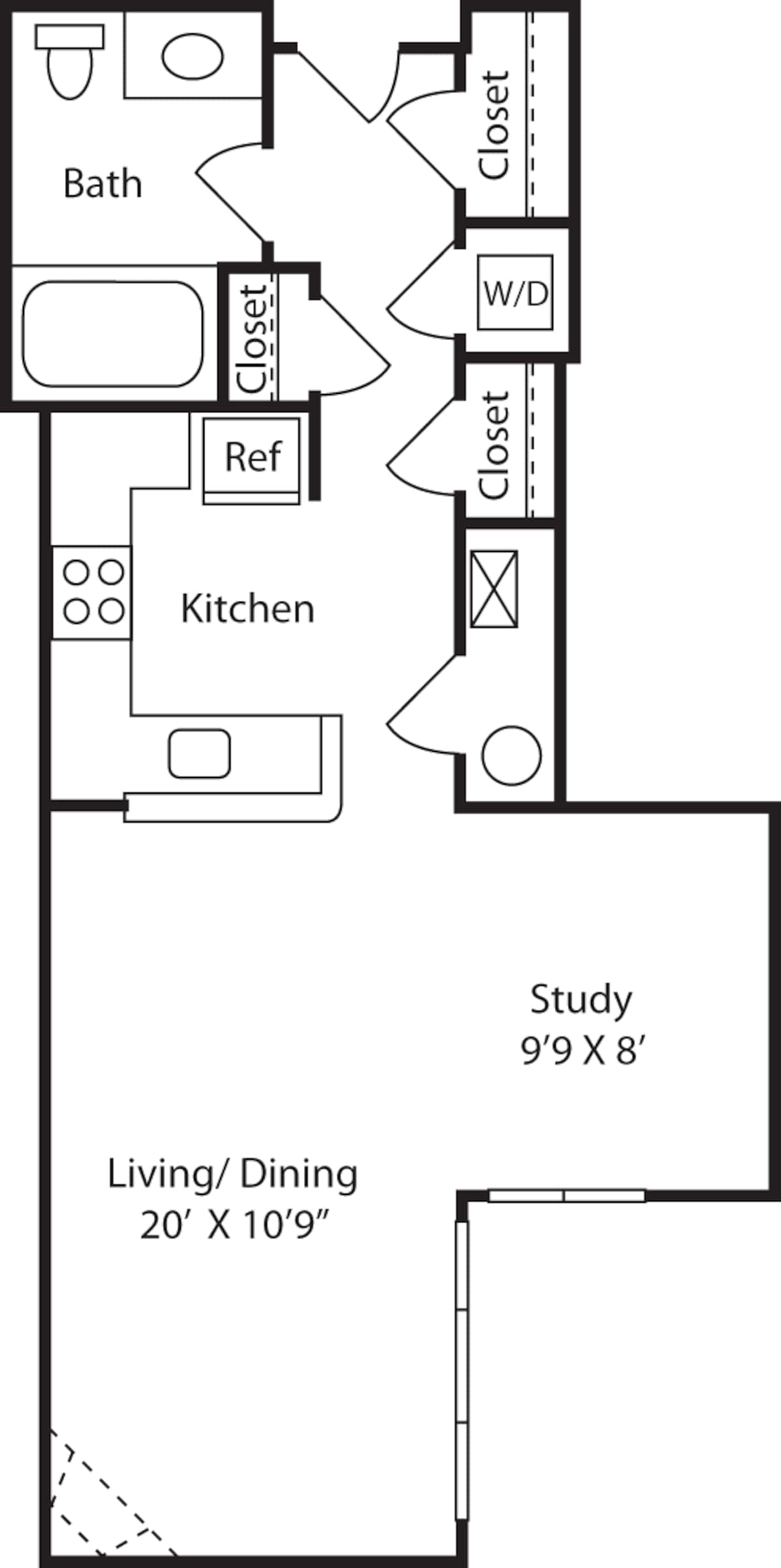 Floorplan diagram for A2, showing Studio