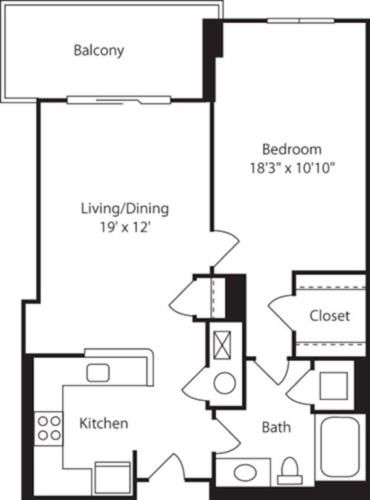 Floorplan diagram for B4, showing 1 bedroom