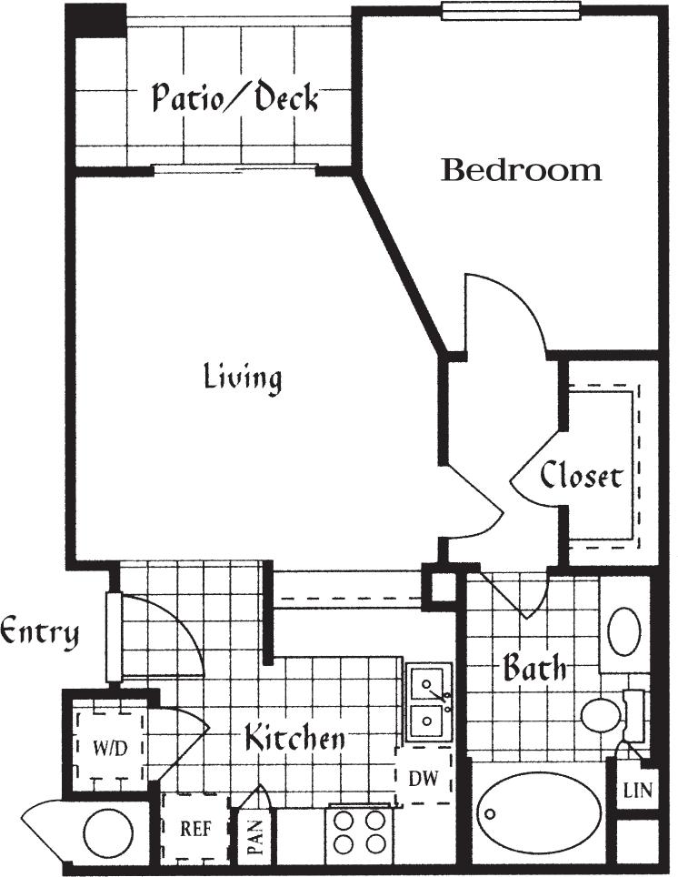 Floorplan diagram for The Chateaux, showing 1 bedroom