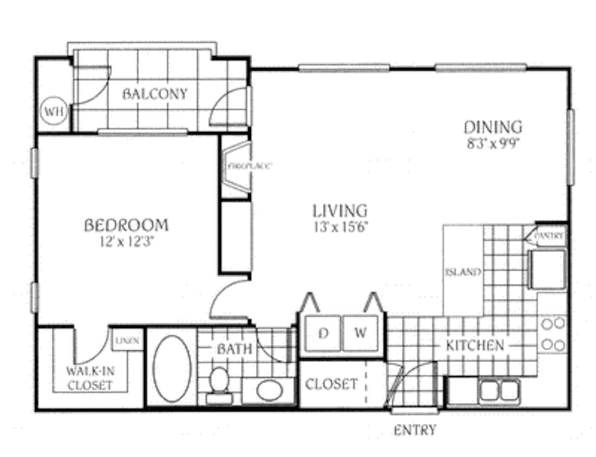 Floorplan diagram for The Morocco, showing 1 bedroom