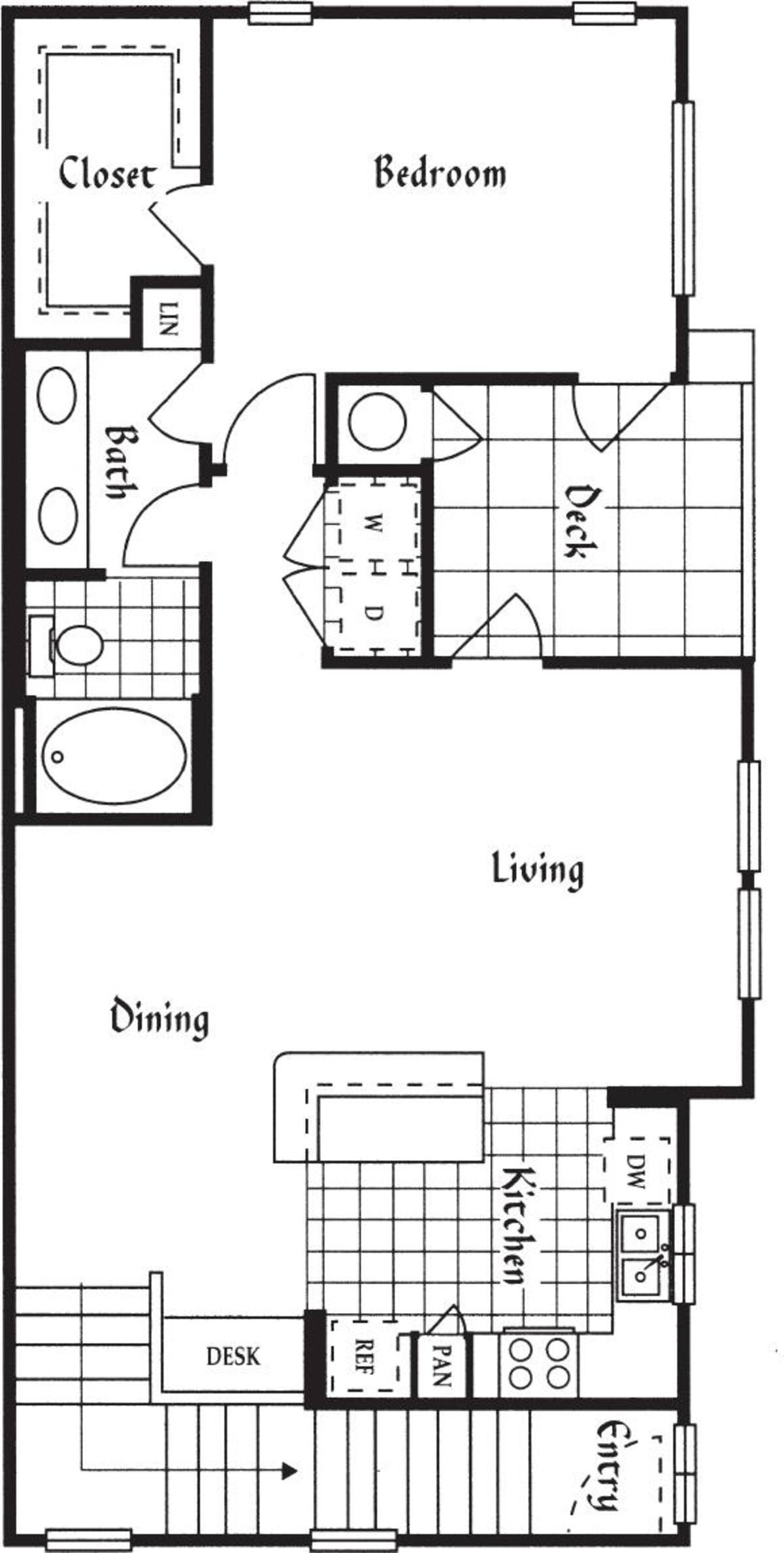 Floorplan diagram for The Toscana, showing 1 bedroom