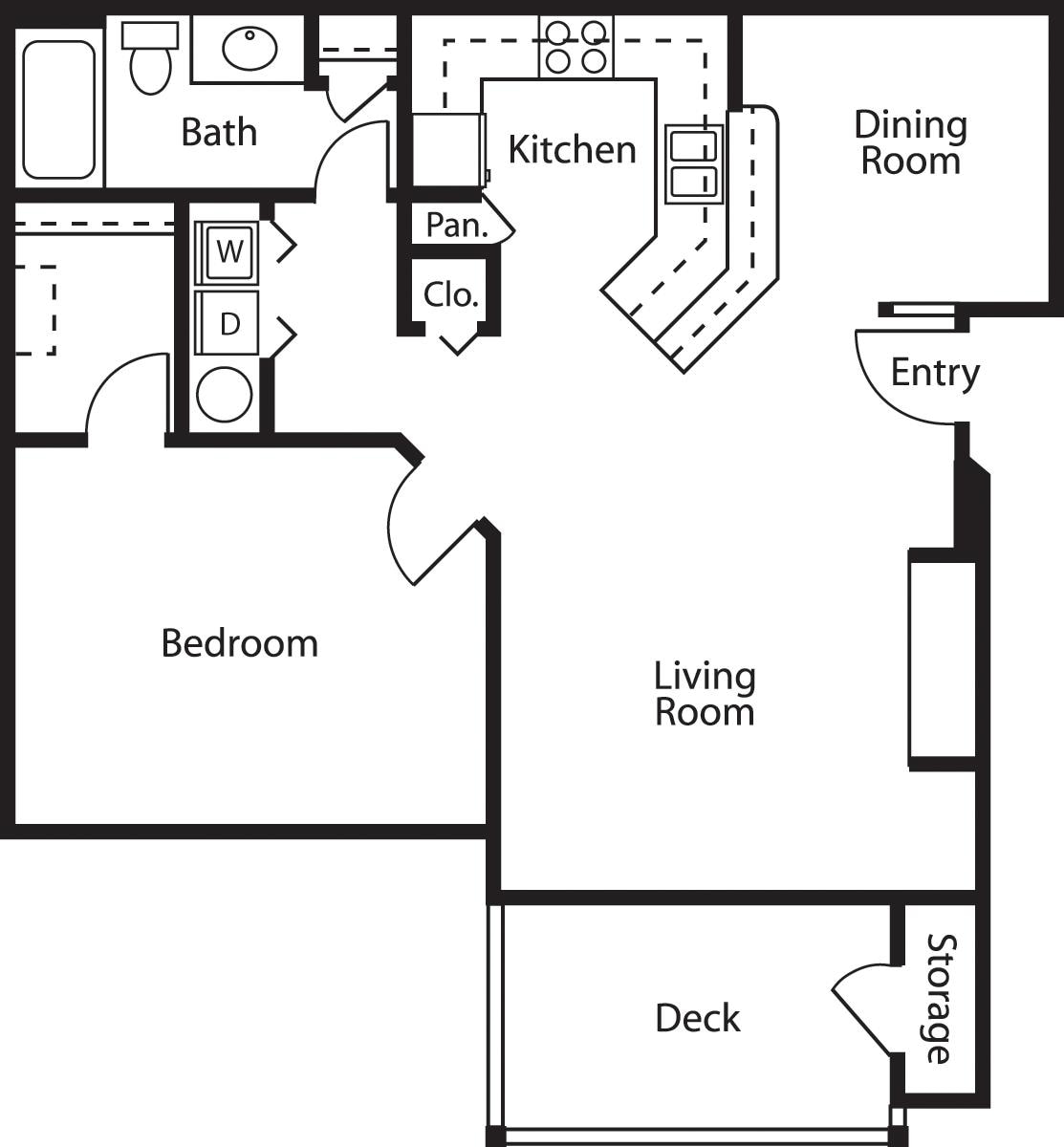 Floorplan diagram for Brook, showing 1 bedroom
