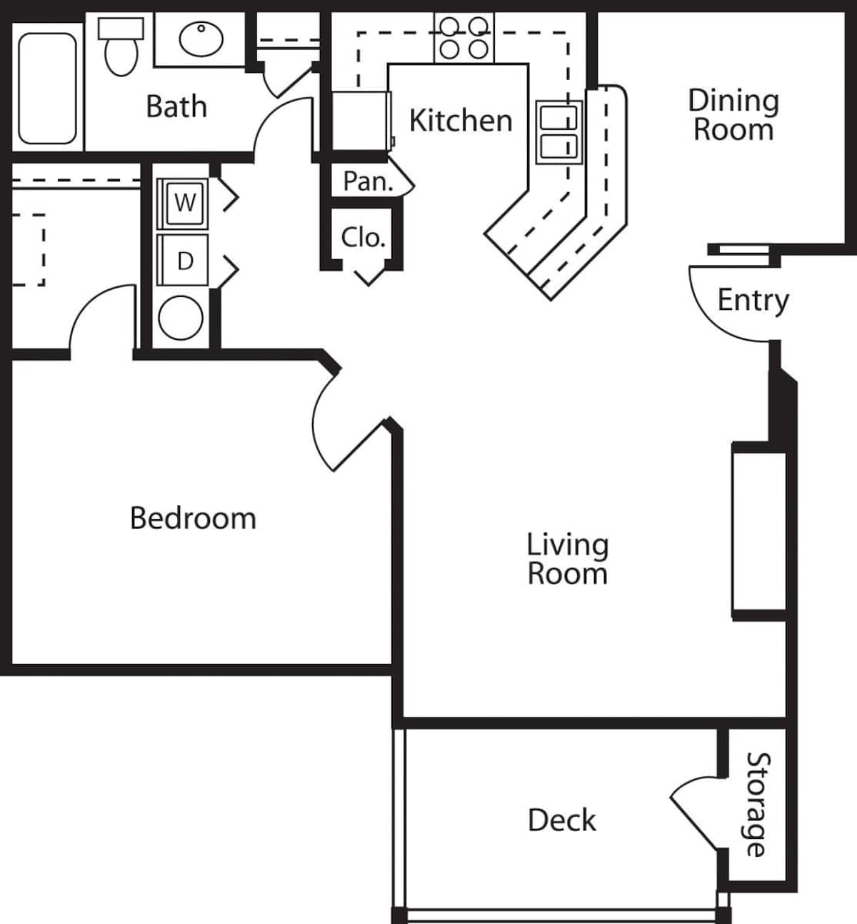 Floorplan diagram for Brook, showing 1 bedroom