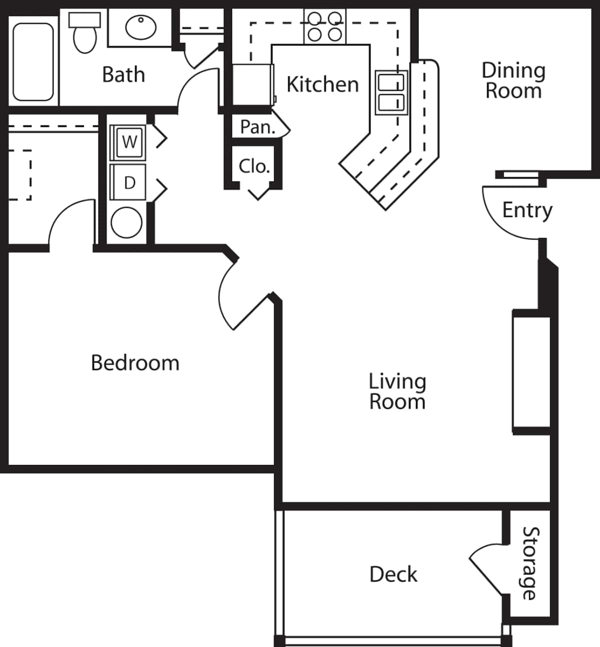 Floorplan diagram for Brook, showing 1 bedroom