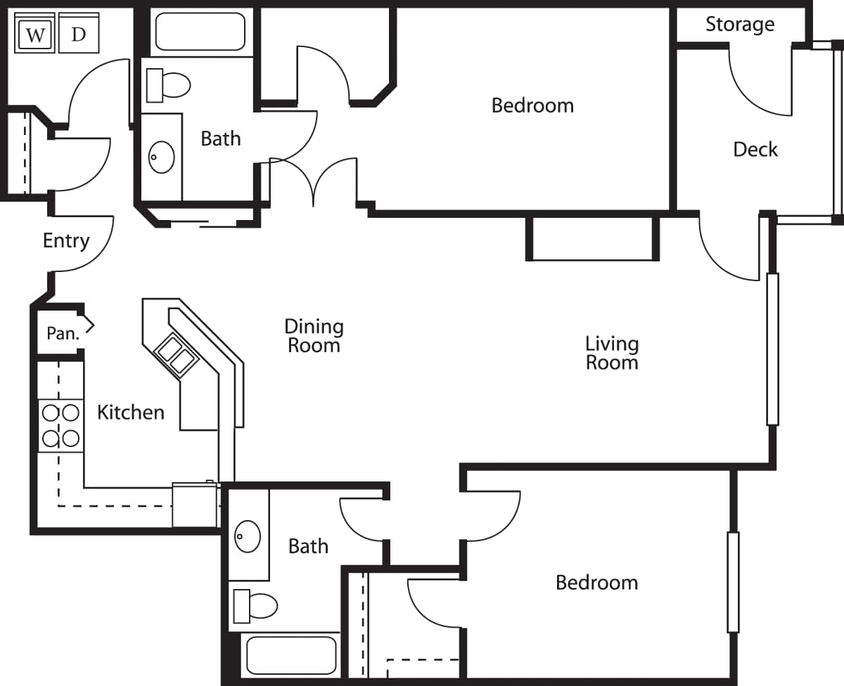 Floorplan diagram for Crest, showing 2 bedroom