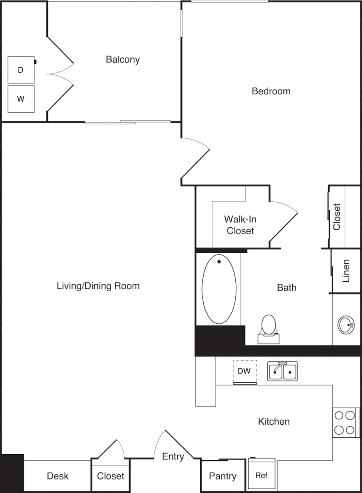 Floorplan diagram for C-The Peak, showing 1 bedroom