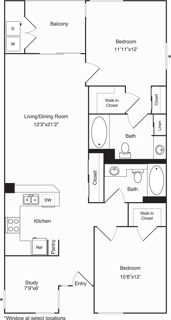 Plano de F-The Pinnacle with study, que muestra 2 habitación