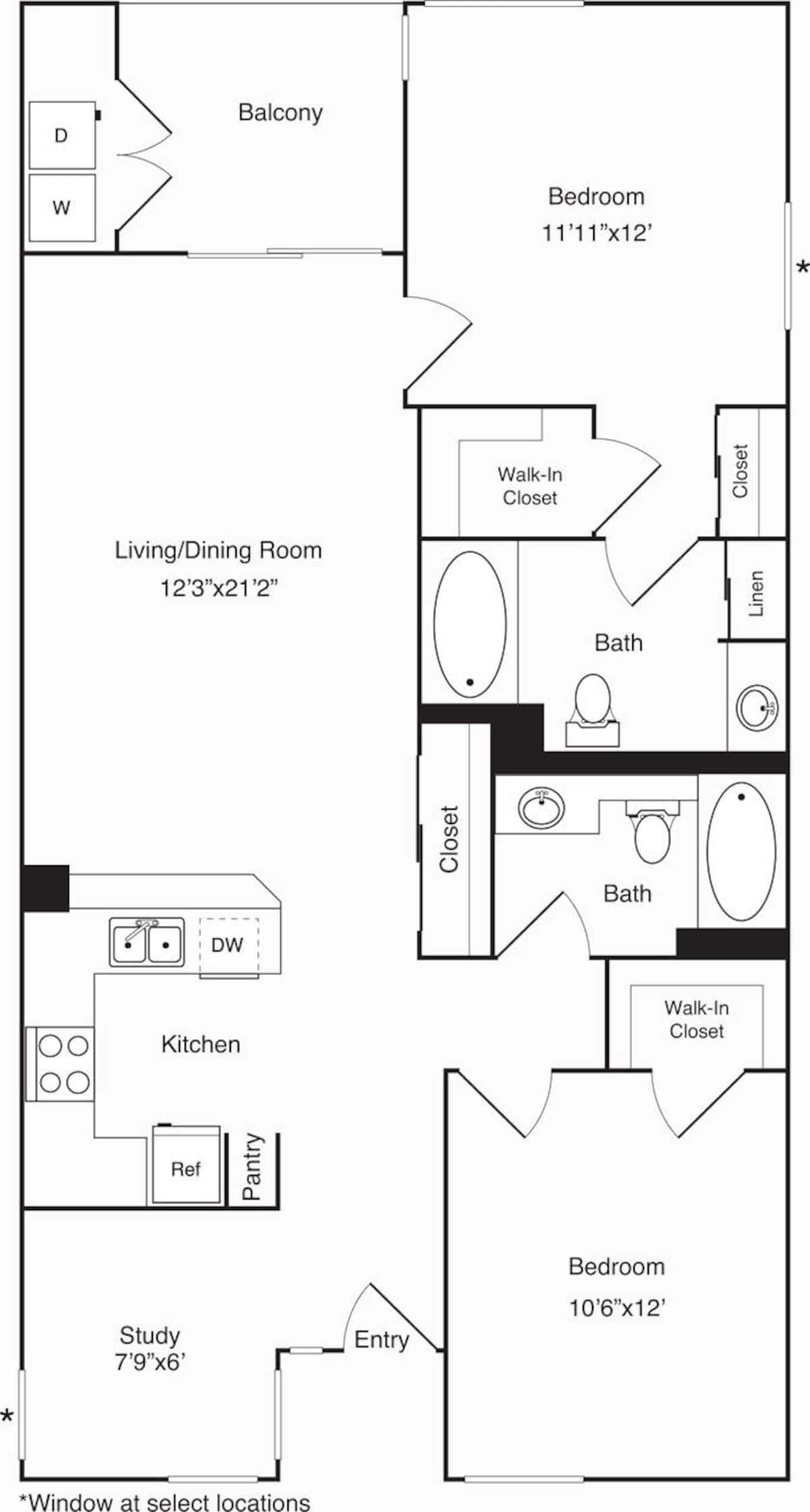 Floorplan diagram for F-The Pinnacle with study, showing 2 bedroom