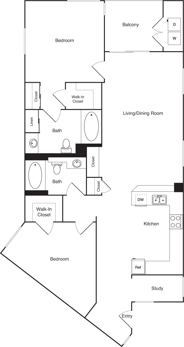 Plano de G-The Meridian, que muestra 2 habitación