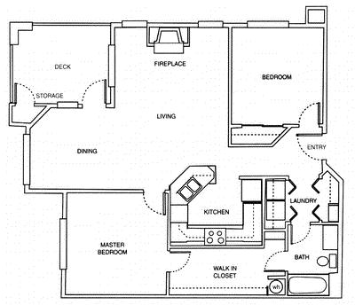 Diagrama del plano para Pine Cone, que muestra 2 recámara