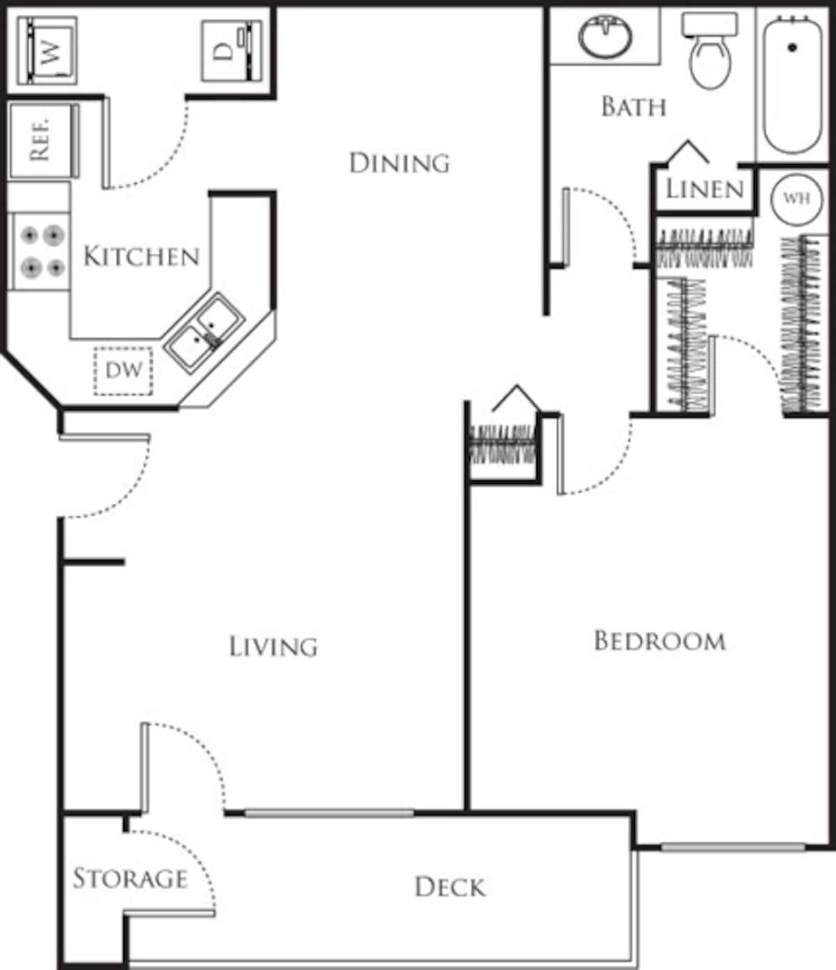 Floorplan diagram for White Pine, showing 1 bedroom