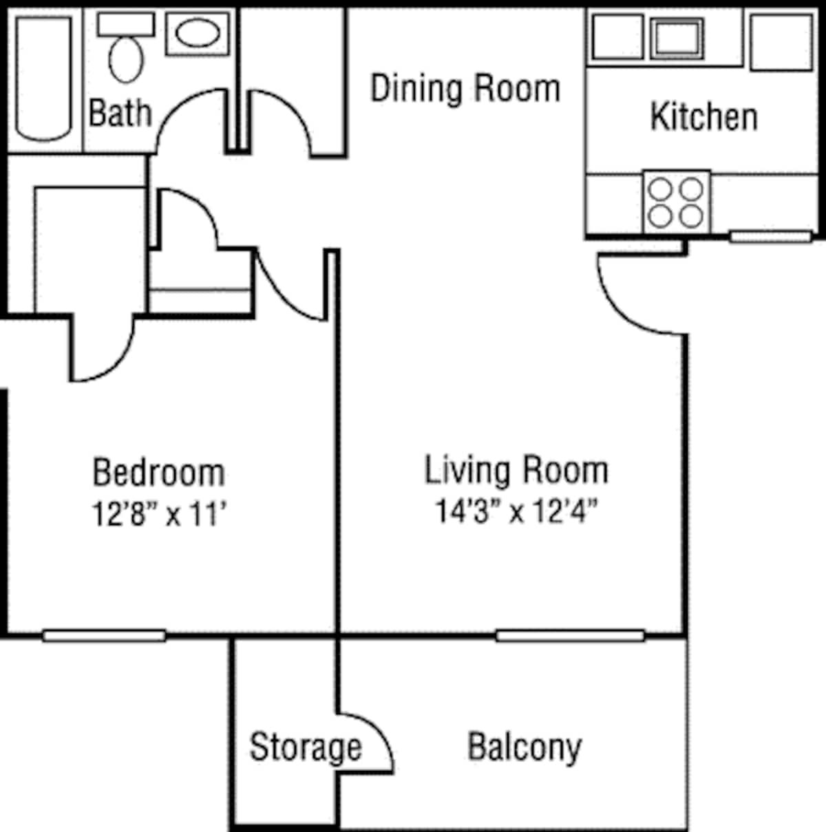 Floorplan diagram for The Monterey, showing 1 bedroom