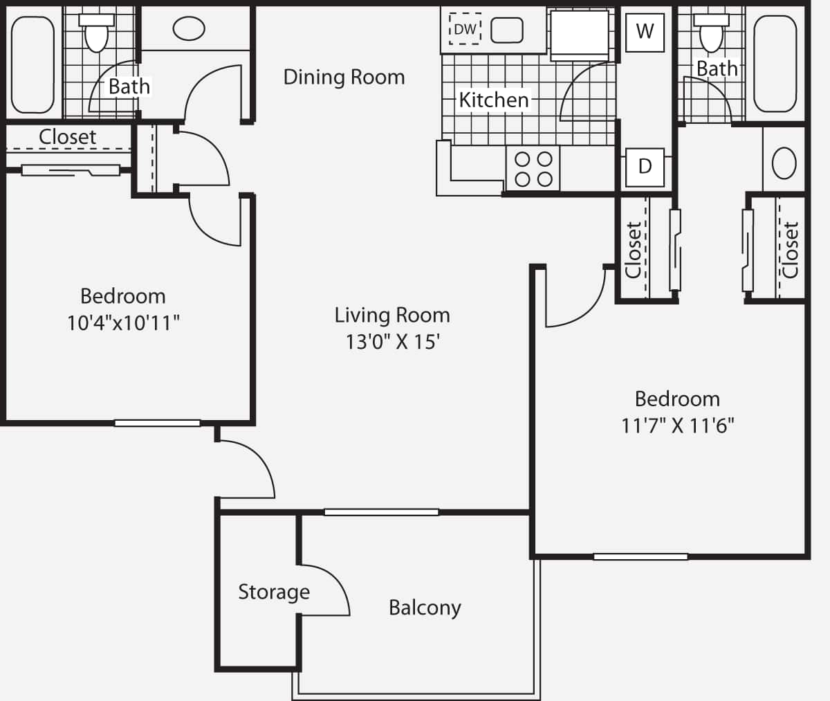 Floorplan diagram for The Sequoia, showing 2 bedroom