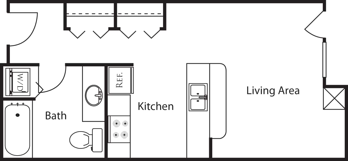 Floorplan diagram for Studio A, showing Studio